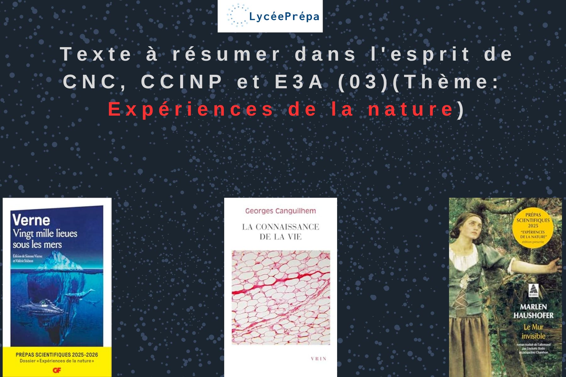 Texte à résumer dans l&rsquo;esprit de CNC, CCINP et E3A (03)(Thème: Expériences de la nature)